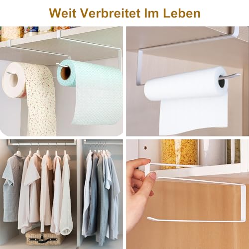 Soportes para Rollos de Papel de Cocina, portarrollos papel cocina, soporte papel cocina, Acero Inoxidable, con 2 Ganchos Transparentes, sin taladrar, para Cocina, baño, Almacenamiento - imagen 6