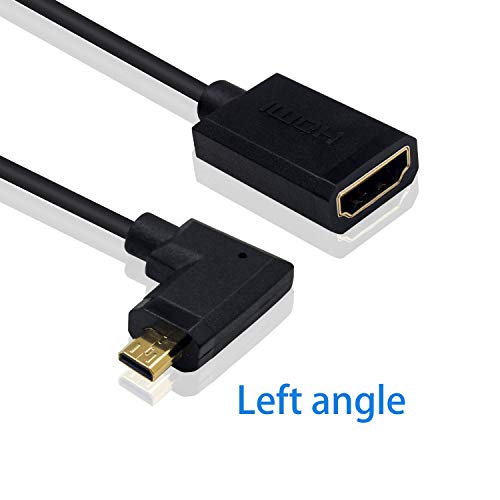Image of Duttek 90 Degree HDMI to Micro HDMI Extension Cable 6 Feet /1.8M, Left Angled Micro HDMI Male to HDMI Female Coiled Cable for Gopro Hero and Other Action Camera /Cam