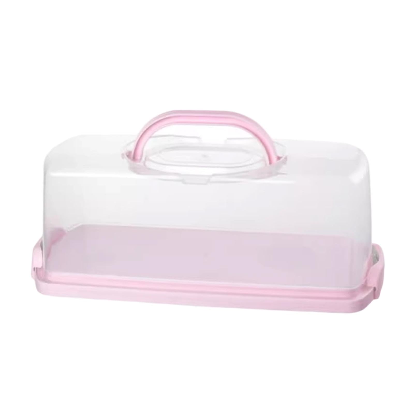 Baoblaze Bread Storage Container Versatile Bread Keepers Food Storage Tray with Lid & Handles Rectangular Bread Box Food Carrier for Loaf, Cake, Kitchen & Pantry Organization (Pink)
