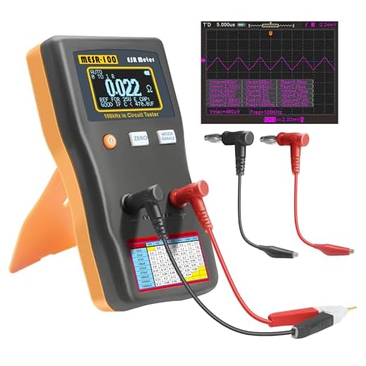 Wisamic MESR-100 V2 Automatic Range Switching, ESR Meter Capacitor Tester, Low Ohm Meter Up to 0.01 to 100R, Alligator Clip and SMD Test Clip Supporting Capacitance Meter Measurement in The Line