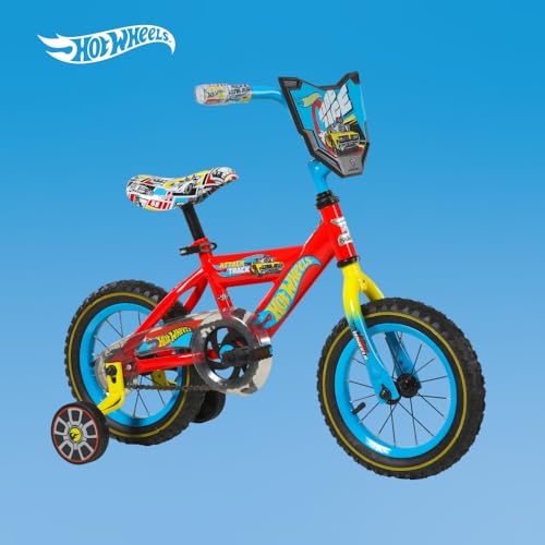 Image of Dynacraft Hot Wheels BMX Bike for Boys, 12-18 Inch Kids Bike, Ages 3-9, Rev Grip Handlebar Feature, Red & Black