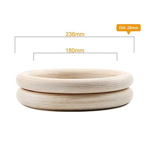 Anillas de gimnasia con correas ajustables de madera de abedul miniatura 5
