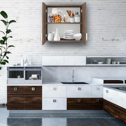 Image of Door Multipurpose Storage Cabinet & Adjustable Shelf | Space Organizer | Termites Resistance | Wall Mounted for Office, Kitchen Finish (Cochwood Brown, Door 2)