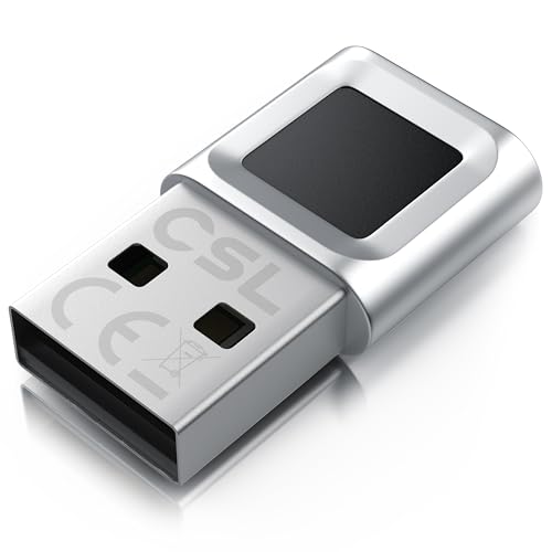 CSL - USB Fingerabdrucksensor für PC - Fingerprint Key - bis zu 10 IDs – kompatibel mit Windows 11 – unterstützt bis zu 10 IDs – Plug & Play – Rundumerkennung – Aluminium