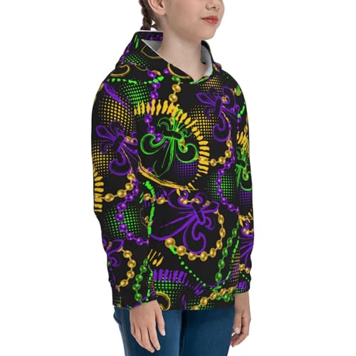 Neon Mardi Gras Kids Pullover Hoodies Boys Sweatshirts Girls Athletic Clothes with Pocket3