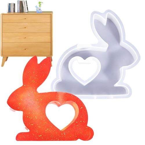 Molde de resina de conejo hecho a mano, molde de silicona para chocolate, resina epoxi de conejo de Pascua, molde para hacer velas de jabón, moldes de resina epoxi para decoración de escritorio