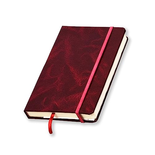 MOMP RED Faux Leather Daily Planner and Journal (6 Months)- 5.8 x 8.25 inches - Hard Cover