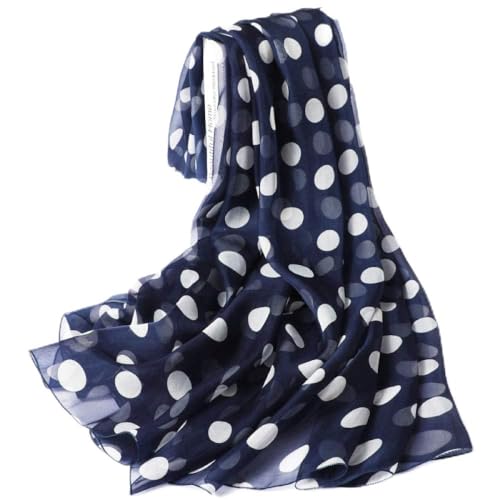 Foulard en soie bleu sauvage grand châle léger à pois pour vos soirées d'été
