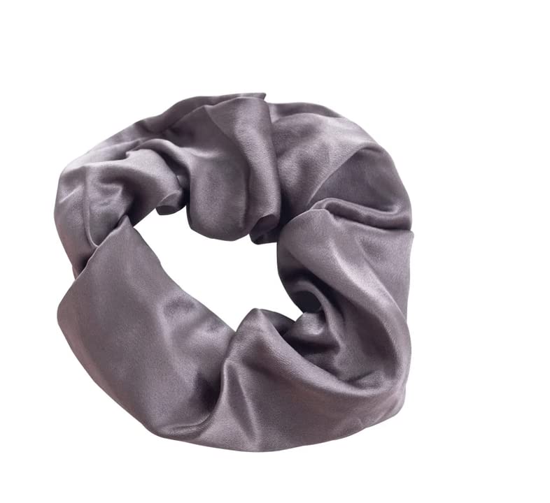 Bandas elásticas de seda de morera, lazos para el cabello, color gris hierro