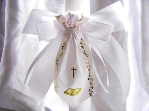 Candela fiocco per candela per battesimo comunione...