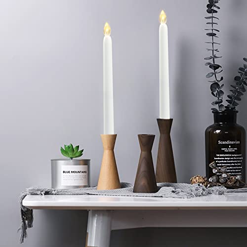 Image of CANDLE CHOICE 9 inch Tall Flameless Taper Candles with Remote Timer Long Battery Operated Flicking Electric LED Window Candlesticks for Candelabra Wedding Christmas Decorations Table Centerpieces 2 Sticks