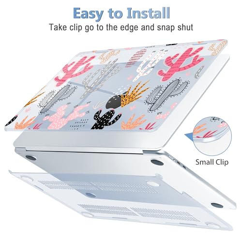 Image of Mektron Case for 2026 MacBook Air 13-inch M5 Laptop A3449 with 13.6-inch Liquid Retina Display, 2025 2024 2022 M4 /M3 /M2 MacBook Air 13 inch Hard Shell Cover, Model A3240 A3113 A2681, Colorful Cacti-Blue