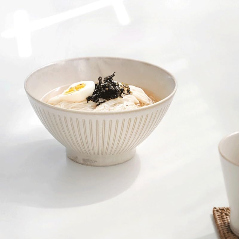 High Legged Large Capacity Ceramic Soup Bowls Instant Noodle Thick Restaurant Ramen