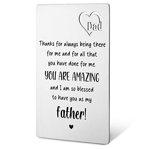 TRCENDE Fathers Day card for Stepdad, Dad Birthday Gifts from Daughter Birthday Wallet Card for My Dad, Dad Wallet Card from Kids Baby for Valentine’s Day Gifts xdad9