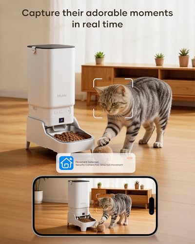 Automatic Cat Feeder with Camera - 7L/29 Cups Auto Dog Feeder with Large Food Tray & 1080P Night Vision, Elevated Bowl, 2-Way Audio, 10s Voice Recording, 5G WiFi Timed Cat Food Dispenser, 1-15 Meals - Image 4