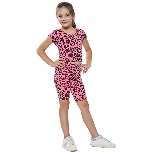 Pantalones cortos de leopardo rosa neón shorts infantiles de verano