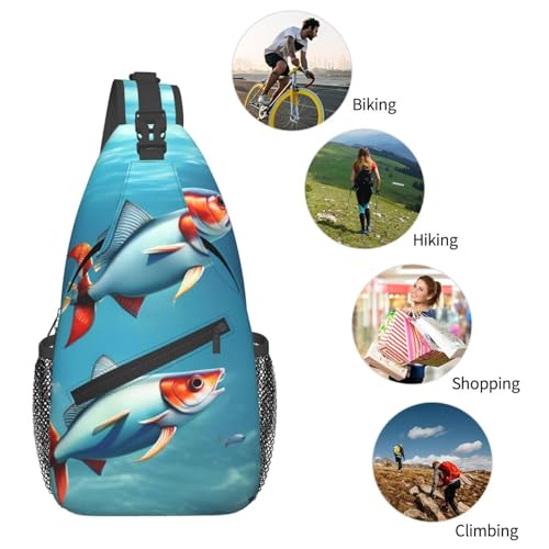Mochila de hombro MYPIKY con estampado pez volador oceánico miniatura 6