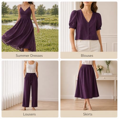 Image of Soimoi Purple Solid 60 * 60's Cotton Cambric Fabric by 2 Yards, 56 Inch Wide Light Weight Material Suitable for Kurtis, Blouses, Kids Clothing, Tunics, Dresses and Summer Apparel