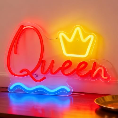 Queen Crown Enseigne néon LED à intensité variable alimentée par USB pour maison, chambre à coucher, meuble, chambre de fille, salon, fête de fille,...