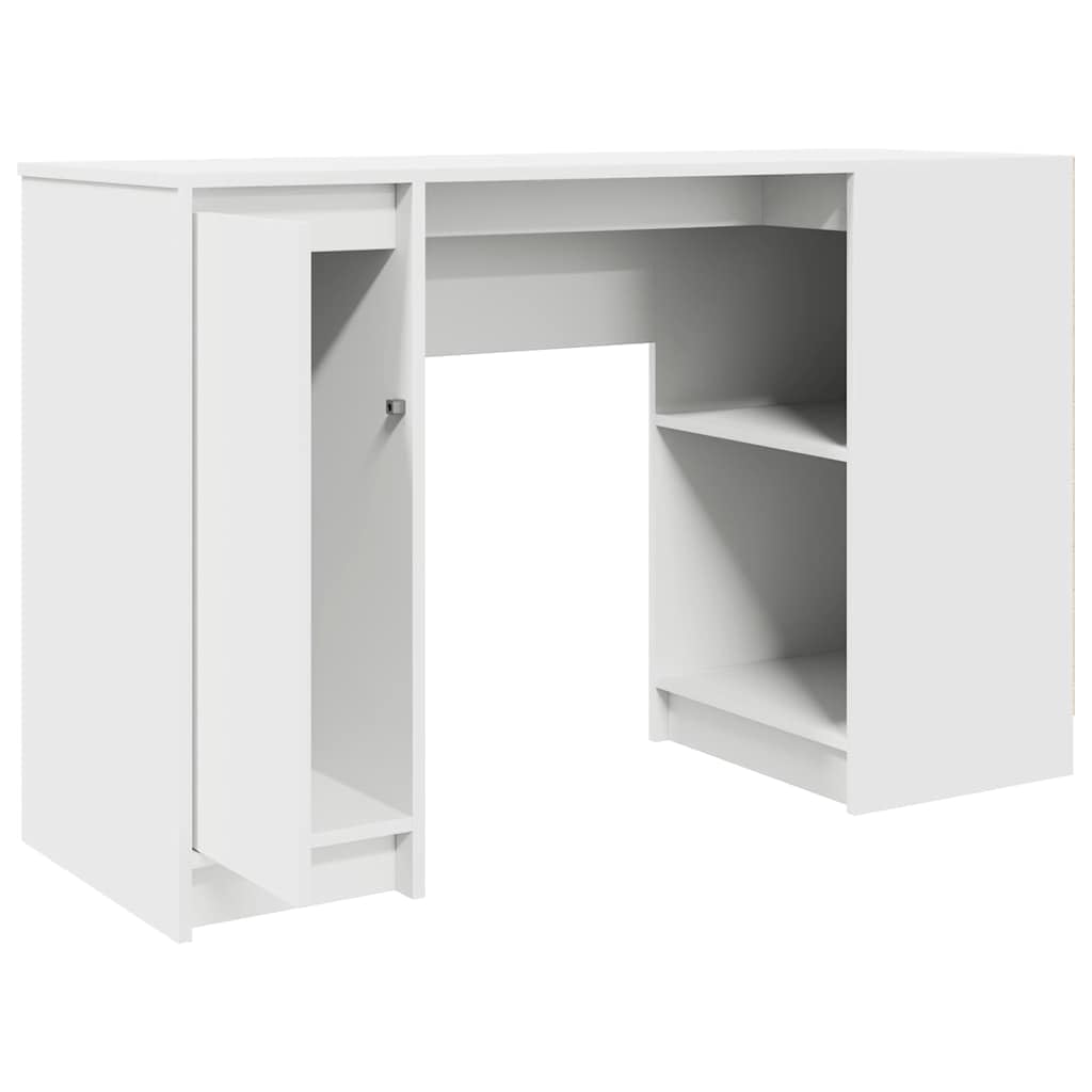 Scrivania in legno bianco, 120 x 42 x 76 cm, con robusto piano da scrivania e spazio di archiviazione, versatile come tavolo da ufficio, scrivania per computer o scrivania da gioco