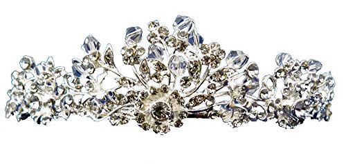Preisvergleich Produktbild valron T157 Tiara mit Kristallen, ideal für Hochzeiten, Abschlussbälle, Feiern etc.