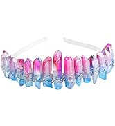Raw Crystal Quartz Headband Crown - Rhinestone Tiara Mermaid Crown Headband for Women Bride Weddi...