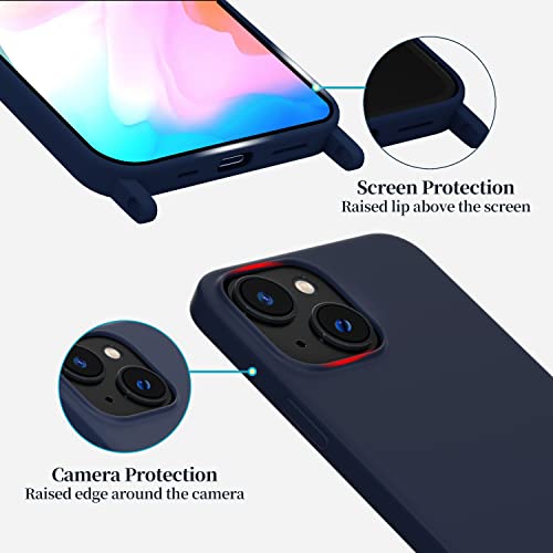Image of Compatible with iPhone 13 Mini Case with Lanyard Crossbody iPhone Case with Strap Adjustable Shockproof Drop Protection Silicone Phone Cover for iPhone 13 Mini 5.4'' Navy Blue