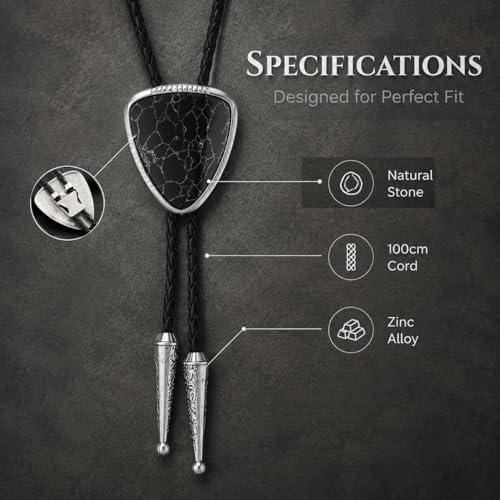 Image of Turquoise Bolo Tie for Men, Leather Braided Necktie Western Cowboy Bola Tie Costume Accessories for Men Women