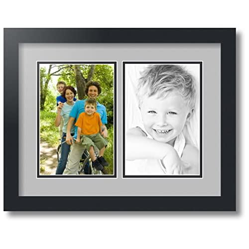 ArtToFrames Collage Photo Frame Double Mat with 2 - 6x9 Openings and Satin Black Frame