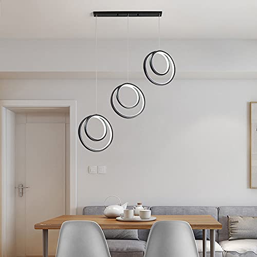 Plafonnier à anneau LED noir pour illuminer un îlot de cuisine sombre - 6