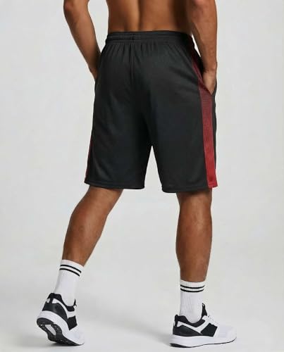 Image of Real Essentials 5 Pack: Men's 9 inch Mesh Shorts - Athletic Gym, Workout, Basketball, Running, Casual Lounge Activewear Pockets