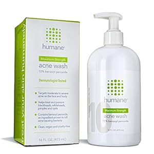 Maximum-Strength Acne Wash – 10% Benzoyl Peroxide Acne Treatment for Face, Skin, Butt, Back and Body – 16 Fl Oz – Dermatologist-Tested Non-Foaming Cleanser – Vegan, Cruelty-Free