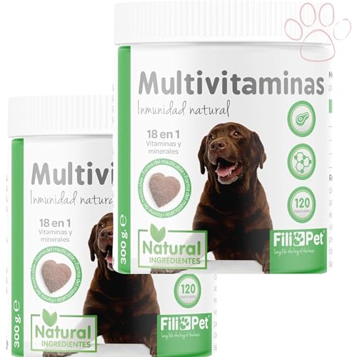 Filipet Vitaminas Impromune para cães idosos e adultos, freia o aumento da queda de cabelo, defesas, pele e articulações, 240 masturbáveis irresistíveis para o seu cãozinho (2 botes)