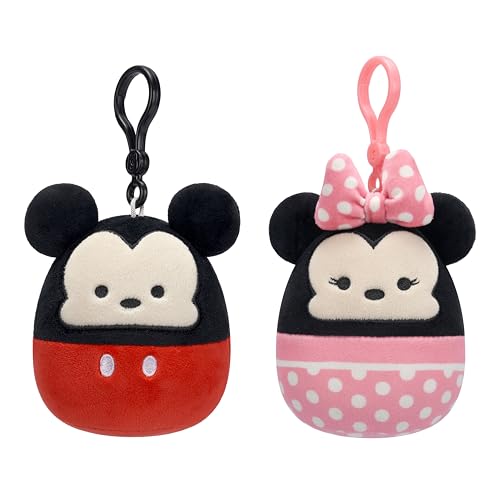 Squishmallows Original 3.5in Disney Mickey and Minnie Clip 2-Pack – Official Jazwares Plush