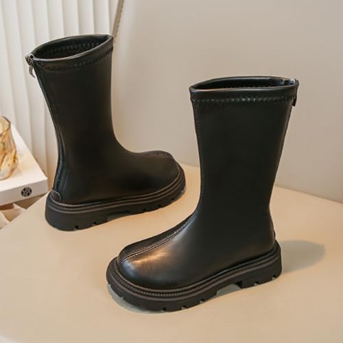 Knee Boots for Kid Girls Fashion Platform Flat Heel Boots Cute Zipper Winter Leather Non-Slip Long Boot Shoes4