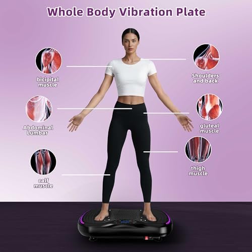 Bild 4 - Vibrationsplatte, 3D Vibrationsplatten zur Gewichtsabnahme und Lymphdrainage, 200 Einstellbare Geschwindigkeiten, Maximales Gewicht 181 KG Ganzkörpertrainings Plattform für Heimfitness