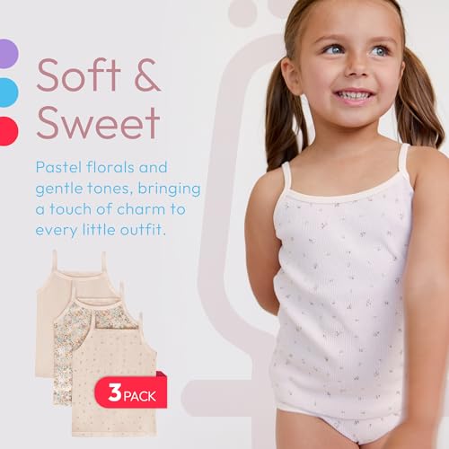 Feathers Super Soft Girls Undershirts Tagless Camisoles – Cotton Cami Girls Tank Tops (3 Pack)4
