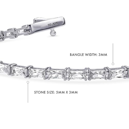 BERRICLE Sterling Silver Baguette Cut Cubic Zirconia CZ Statement Tennis Bracelet for Women, Rhodium Plated4
