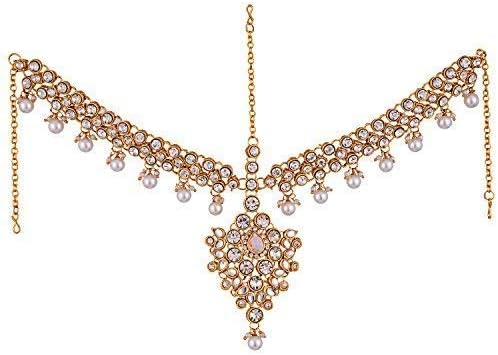 Aheli Bollywood Style Indian Bridal Choker Necklace Matha Patti Nose Ring Haath Phool Wedding Fashion Bharatanatyam jewellery set Gift for Women - Image 7
