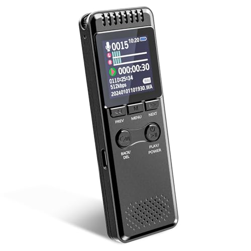 64GB Digital Voice Recorder, 80 Hours Long-Lasting Battery 1100mAh, Voice Activated Recorder with Playback, Professional USB-C 1536kbps Audio Recorder for Meeting Lecture