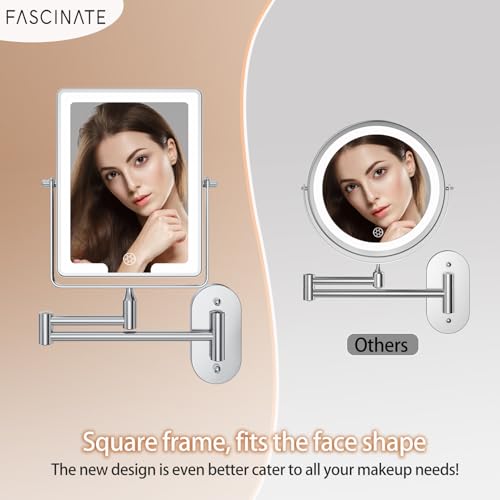 8.7 Inch Large Size Rechargeable Wall Mounted Makeup Mirror, Bathroom Lighted Mirror Rectangle Double Sided 1X 30X Magnifying - Image 4