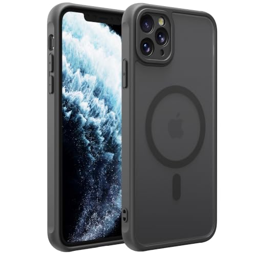 Image of for iPhone 11 pro Case [Compatible with Magsafe]Translucent Matte Phone Cover, [10 FT Military Grade Drop Protection] Slim Durable Shockproof Protective Bumper (Black Magnetic, iPhone 11 pro)