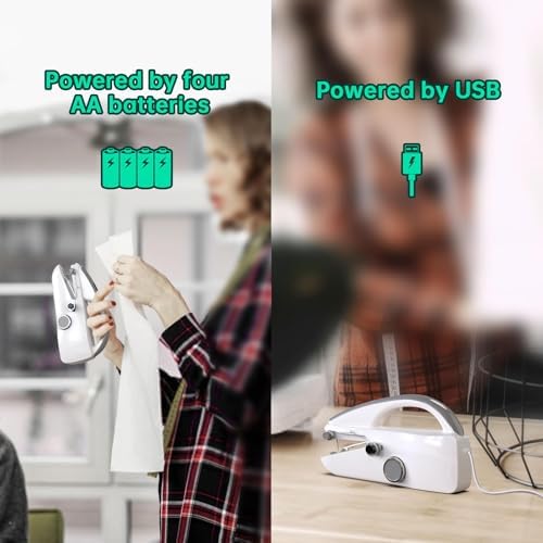 Handheld Sewing Machine,Two dear,Mini sewing machine,Easy to Use and Fast Stitch Suitable for Clothes,Fabrics, DIY Home Travel Electric Handheld Sewing Machine for Beginner.Grey - 4