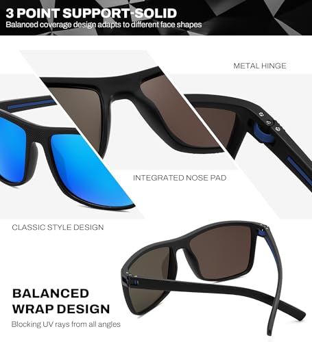 Image of FEISEDY Polarized Sunglasses for Men and Women Lightweight Frame Sun Glasses with UV400 Protection for Driving Fishing B0301