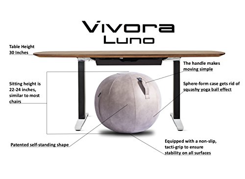 Vivora Luno Exercise Ball Chair, Beach Wood Cover, Leatherette, Standard Size (22 To 24 Inches), For Home Offices, Balance Training, Yoga Ball #TOP1