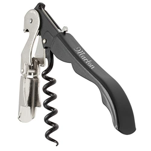 Pulltex Sommeliermesser Pulltaps Slider Black mit Laser-Gravur Doppelhebel Korkenzieher aus Metall Cover