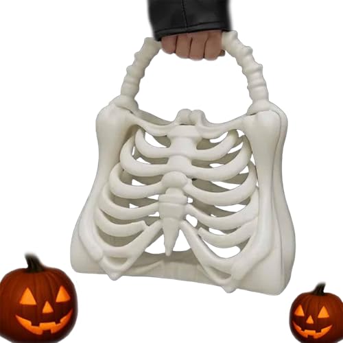 3D Printed Skeleton Bone Bag, Gothic Skeleton Purse Spooky Ribcage Handbag, Anatomical Dark Aesthetic Accessory (White, S)