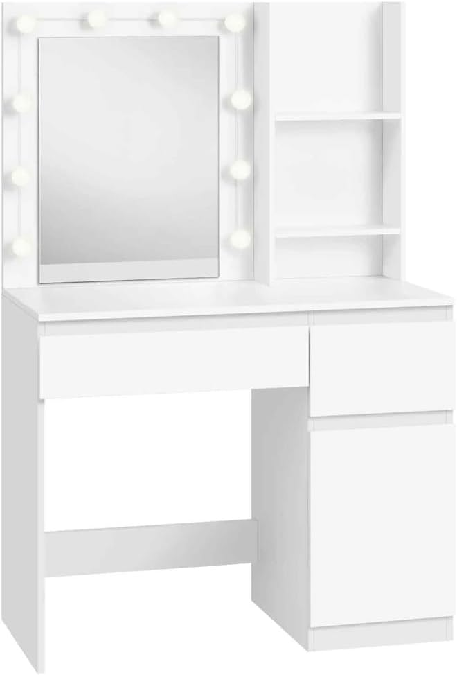 Women's Bedroom Dressing Dresser with Lighting Adjustable Mirrors Women's Bedroom Dressing Table