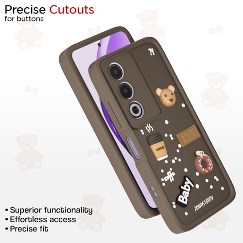 Image of Pikkme Back Cover for Oppo A3 Pro 5G | Cute Fun Cartoon 3D Bear Silicone Full Body Protection Bumper Cover (Brown)