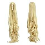 FXYTK Claw on Ponytail Clip in Ponytail Hair Extensions Hair Piece Clip on Pony Tail Hair Extension Claw Jaw Ponytail Extensions 18" Curly Bleach Blonde - Image 3